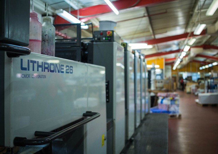 Image of a Komori Lithrone 26 printer in the Scarbutts workshop